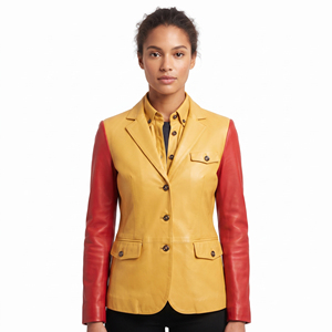<b>Women's</b> <b>Smart</b> Casual Leather Blazer Wholesale <b>Women</b> PU Leather Blazer Fashion Coat <b>Women</b> Down Button Blazer Leather - Product Image 6