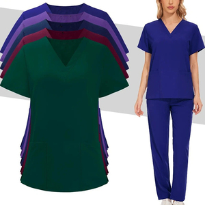 Tenues médicales d'hôpital avec poche poitrine, en tissu extensible bidirectionnel, uniformes de salon, ensemble d'infirmière, broderie personnalisable, uniformes d'infirmière pour femmes - Product Image 2