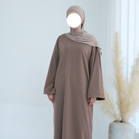 Toptan Loriya Kadın Elbiseleri Zarif Uzun Kollu Polyester Abaya Elbise Yeni Mütevazı Yan Cepli Müslüman Abaya Elbiseleri