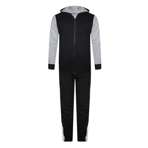Ensemble de survêtement décontracté pour homme avec capuche, blocs de couleur, fermeture éclair, manches longues, pantalon de jogging uni, respirant, en polyester et coton, pour l'automne - Product Image 2