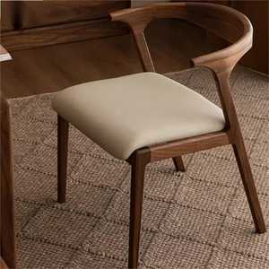 Silla de Comedor Moderna de Madera Maciza de Nogal, Respaldo Bajo, Diseño Curvo, Asiento Cómodo para Cocina, Silla Lateral Profesional para Cafetería y Restaurante - Product Image 2