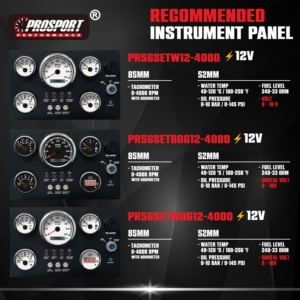 85mm 52mm électrique 5 jauge ensemble tableau de bord 12V noir façade blanc LED Chrome jante IP67 étanche Marine - Product Image 6