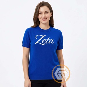 T-shirts personnalisés Zeta Phi Beta pour femmes, col en V, manches courtes, respirants, vêtements décontractés de sororité, collection Trésors Grecs - Product Image 1