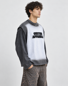 ONETEN APPARELS Men's Oversized Long Sleeve O-Neck <b>Sweatshirt</b> Gradient Color Raised Rubber <b>Print</b> Street Style Knitted Cotton - Product Image 4