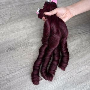 Extensiones de cabello virgen vietnamita crudo 100% Super calidad rizo hinchable rápido Borgoña cabello humano suave y sedoso tejido de alta calidad - Product Image 2