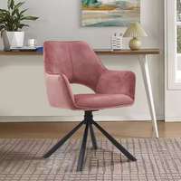 Chaise de salle à manger pivotante moderne en velours avec accoudoirs, chaise d'appoint rose rembourrée pour salon