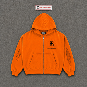 Sudadera con Capucha Oversize Naranja Premium Lavada con Gráfico Vintage, Estilo Urbano, de Algodón French Terry, con Logotipo Estampado y Diseño de Bolsillo Frontal - Product Image 5