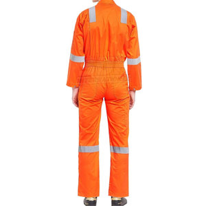 <b>Men's</b> Orange Reflective Hi Visibility Anti-Bacterial <b>Work</b> <b>Overalls</b> Full Sleeve Button Collar Solid Color Casual Uniform Side - Product Image 2