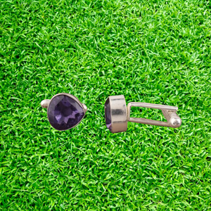 Boutons de manchette de luxe en argent sterling 925 avec pierre précieuse naturelle Iolite violette, fabriqués à la main par un designer, bijoux unisexes, cadeau - Product Image 6