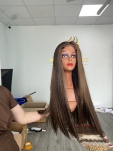 Hot Selling 100% Brazilian Light Brown for Lace Remy Hair <b>Wig</b> 130-150 Density Pre-Plucked Frontal Straight <b>Short</b> Length Small - Product Image 2