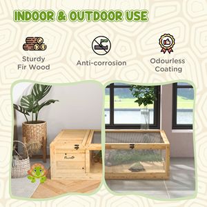 Casetta Rettangolare in Legno per Tartarughe e Lucertole, Grande, per Interni/Esterni, con Accesso dall'Alto, Gialla - Product Image 4