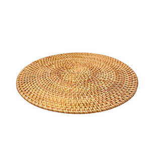 Antique Look Rattan Table Mat Hand-Woven Round <b>Placemat</b> for Traditional Dining Room Decor Rustic Charm Plate - Product Image 1