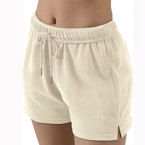 Women's High <b>Waist</b> Cotton Terry Sweat Shorts <b>Elastic</b> Drawstring Fashionable Pocket Custom Logo Summer Casual Wear Made Pakistan - Product Image 2