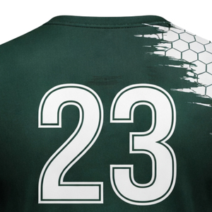 Camiseta de Fútbol Personalizada para Hombre, Verde y Blanca con Estampado Hexagonal Sublimado, Manga Corta, Cuello Redondo, Deportiva, Transpirable - Product Image 6