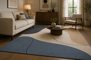 Alfombra Moderna Abstracta de Lana Tufted a Mano, Rectangular, Antideslizante, para Sala de Estar, Diseño Minimalista, con Base de Algodón de Pelo Corto - Product Image 5