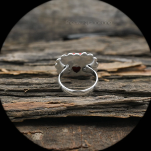 Bague en forme de cœur en corail rouge, argent sterling 925, faite à la main, pour anniversaire, mariage, bijou en corail, cadeau pour elle - Product Image 5