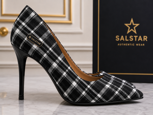 Escarpins à talons aiguilles de luxe pour femmes, motif écossais, style mariage, chaussures à talons hauts tendance - Product Image 2