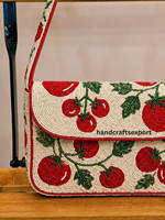 Sac à bandoulière de luxe professionnel fait main en perles de lianes de tomate, tendance, léger, robuste, écologique et brodé |   Sûr et portable