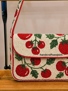 Sac à bandoulière de luxe fait main en perles de lianes de tomate, tendance, léger, robuste, écologique et brodé |   Conception de logo personnalisé - Product Image 2