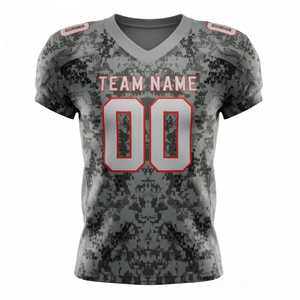 Jersey de Fútbol Americano Personalizado con Cuello en V, Sublimado con Número Impreso, Tela Lisa, MOQ Bajo, Nuevo Modelo Casual 2026 - Product Image 1