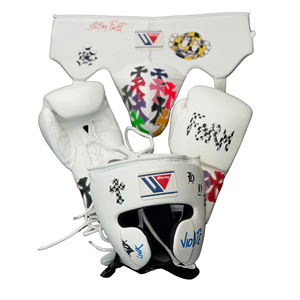 Juego de Guantes de Boxeo Winning, de Cuero Blanco con Parche de Corazón Colorido, con Cordones, Dedos Completos, Transpirables, Antideslizantes, Unisex - Product Image 4
