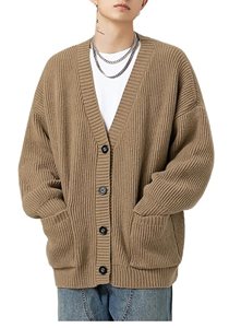 Suéter tipo cárdigan clásico de punto con botones para hombre - Product Image 2