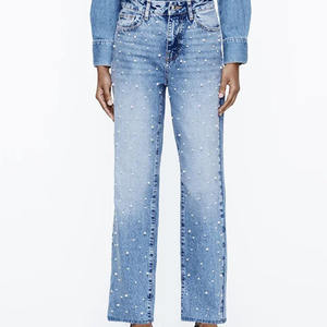 Jeans de Mezclilla Vintage para Mujer, Lavados, con Logotipo Personalizado Bordado, Ropa Urbana, Fabricante OEM - Product Image 2