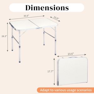 Tavolo Pieghevole Portatile in Lega di Alluminio 90x60x70cm Bianco con Contenitore per Uso Domestico, Palestra, Campeggio, Fattoria, Esterni, Parco, Cucina - Product Image 5