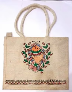 Eco Friendly Jute Storage Bag Colorful Tree Print Durable Reusable Multipurpose Organizer Tote Large Capacity Home Use India - Product Image 4