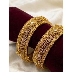 Exclusive Gold Plated <b>Bangle</b> Bracelets <b>Set</b> With Pearls And Zircon Stones For Women Wedding Party Jewelry Classic Style - Product Image 1