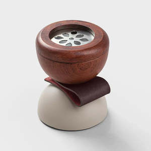 Hand-Made <b>Sandalwood</b> <b>Incense</b> Burner With Metal Insert And Leather Base Aromatic Diffuser All-Season Use - Product Image 4