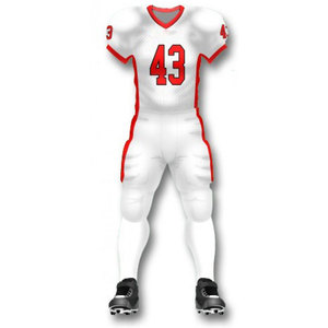 Custom Sublimated American Football Uniform Men's <b>White</b> Red 43 Mesh Jersey Pants Set Breathable Athletic Fit All Seasons - Product Image 5