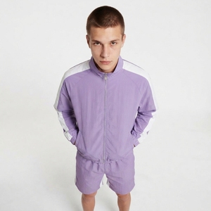 Fashionable Custom Logo Solid Men Casual Breathable Lightweight Windbreaker Shorts Set Two Piece <b>Polyester</b> <b>Tracksuit</b> Autumn High - Product Image 5
