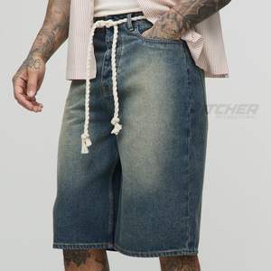 Shorts en jean Y2K droits délavés pour hommes, style streetwear, tenue d'été, prix usine éco-responsable - Product Image 2