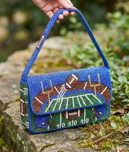 Handmade American Football Stadium Beaded Shoulder Bag Sports Purse - Product Image 1
