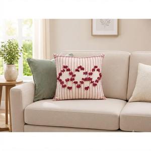 Luxury 100% Linen Embroidered <b>Cushion</b> <b>Cover</b> with Scalloped Edge | Premium Decorative Throw Pillow <b>Cover</b> - Product Image 3