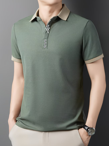 Chemise de golf décontractée pour homme, en jersey écologique, à manches courtes, avec col classique, 220 grammes - Product Image 6