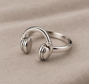 Anillo de Plata de Ley 925 con Diseño de Auriculares para Amantes de la Música, Moderno, Romántico, Unisex, Chapado en Rodio, Anillo Abierto - Product Image 4