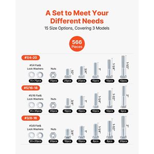 Imperiali in lega di acciaio per mobili bulloni dadi Kit assortimento 566 pezzi imperiali per mobili - Product Image 2