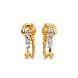 Boucles d'oreilles créoles en perles dorées et diamants - Product Image 1