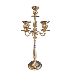 Candelabros de 5 brazos chapados en oro hechos a mano, decoración cuadrada decorativa para interiores y exteriores, para funciones de boda, para uso doméstico - Product Image 1
