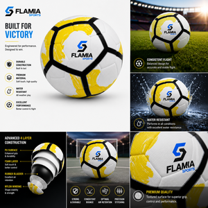 Pallone da Calcio Flamia Sports TB-014 Taglia 5 Classico con Camera d'Aria in Gomma Ecologica ad Alta Ritenzione d'Aria, Durevole, Stampa Serigrafica Rosso <span class=keywords><strong>Nero</strong></span> - Product Image 6