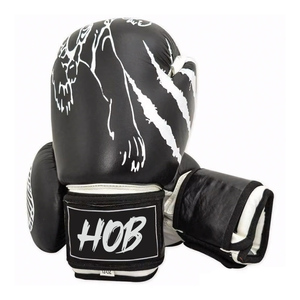 Gants de boxe HOB en cuir avec fermeture Velcro, imprimé feuille d'aluminium, équipement d'entraînement pour adultes, design respirant - Product Image 3