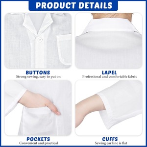 Blouses de laboratoire blanches en gros pour enfants, uniformes de jeu de rôle de docteur pour élèves de maternelle et de primaire, costumes d'expériences scientifiques - Product Image 3