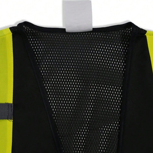 Gilet de sécurité haute visibilité réfléchissant noir en polyester respirant avec plusieurs poches, uniforme de garde de sécurité unisexe, résistant aux aiguilles - Product Image 5