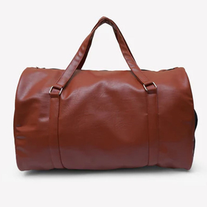 <b>Leather</b> Weekender Duffel <b>Bag</b> Zipper Closure Travel Durable Unisex Brown Duffel <b>Bags</b> - Product Image 1