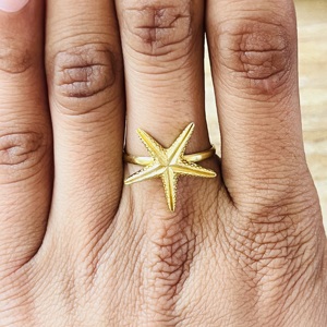 Unique Design Starfish <b>Ring</b> Boho Brass <b>Rings</b> For Women 18k Gold Plated Ocean <b>Statement</b> Dainty Handmade Jewelry Wholesale/OEM/ODM - Product Image 6