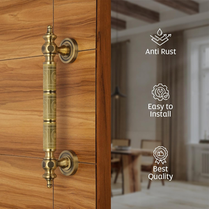 Antique Brass <b>Metal</b> <b>Door</b> Pull <b>Handle</b> Decorative Long <b>Metal</b> <b>Handle</b> Vintage Style <b>Door</b> Hardware for Wooden Entry <b>Doors</b> Home Hotel - Product Image 1