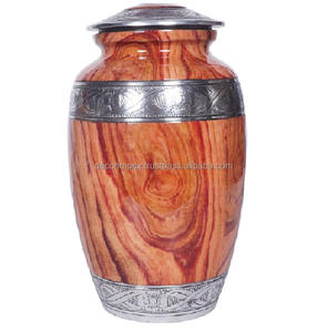Glossy Wooden Natural Finish Aluminum Durable Quality Lightweight Eco-Friendly Handmade Modern Tabletop Vase Funeral Urn - Product Image 1