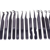 Pince à épiler professionnelle en acier inoxydable 3 pièces, noire et or, pour extensions de cils et manucure, 10 mm, pointe lisse, fine, personnalisée Kaneka